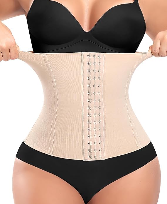 Women’s Waist Trainer Corset Belt | High Compression Tummy Tucker | Slimming Body Shaper for Weight Loss & Posture Correction (Adjustable Hook Closure)