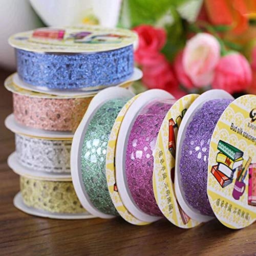 image for SallyFashion Lace Washi Tape, 6 Roll Lace Pattern Glitter Bling Self-A