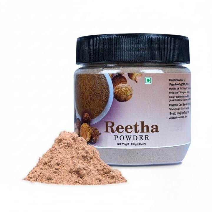 Polvo de Reetha 100% natural puro para el cuidado del cabello, polvo de Reetha a base de hierbas (Sapindus Trifoliatus) para el cabello, polvo Ritha