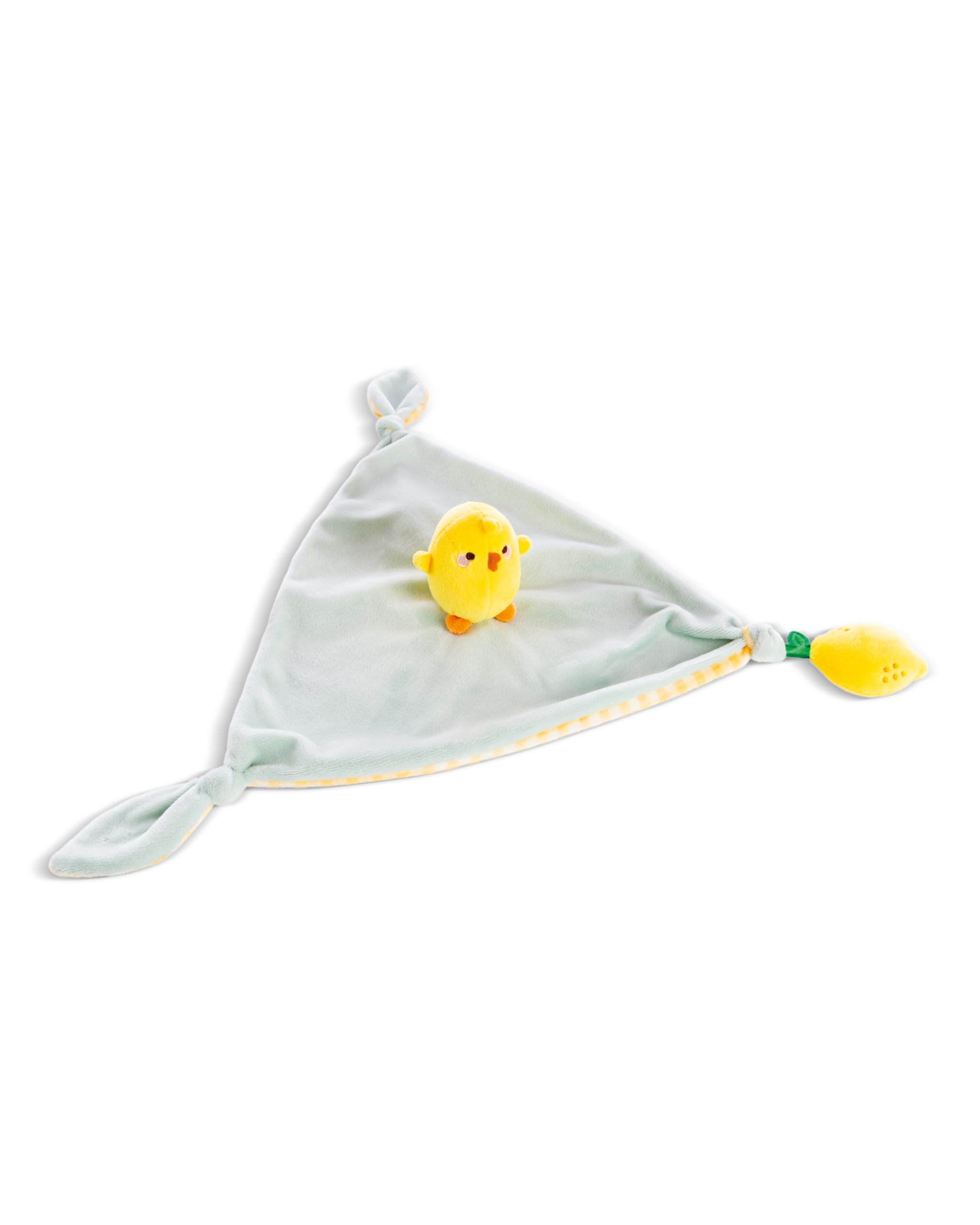 NICI comforter Piu Piu 26x28cm yellow - Cuddly toy for babies and toddlers to grab, cuddle, discover and fall asleep with - 49474