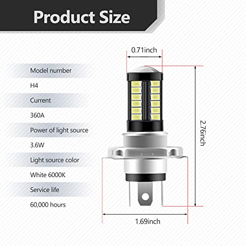Yonput 2 Pcs H4 Led Fog Lights Bulb, 6500K Xenon White, 2800 Lumens Super Bright 5730 33-Smd Chips Led Running Lights Drl Bulbs Replacement For Cars, Trucks, Suvs, Vans #TOP1