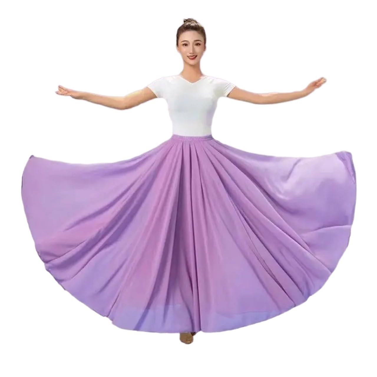 Falda de Gasa Dos Capas Color macarrón, 540/720 Grados, for Ballet, Danza, for Mujer, Faldas largas, for práctica clásica y Moderna para Baile(Purple,540 Degrees 90cm)