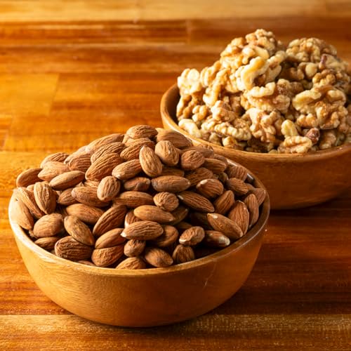 ナッツ 素焼きアーモンド & くるみ 1kg 徳用 大容量 各500g×2袋 国内製造 アーモンド 無塩 無油 おつまみ おやつ トッピング 保存食 チャック付き 工場直送 業務用パック (アーモンド&くるみ)