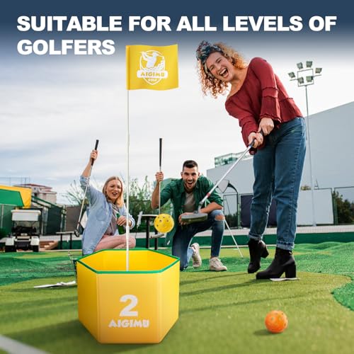 Golf Bucket Game 6 Holes,Golf Yard Games for Adults and Family,Golf Backyard Game for Outdoor Indoor, Golf Practice Game-Portable Golf Course Play Lawn,Park,Beach,Yard,Golf Gifts for Christmas