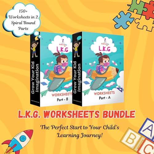 Image of AmbitionKids - Preschool LKG Worksheets - Part A & B - 150+ Pages for Alphabet, Math, Phonics, Shapes, and Early Learning Success