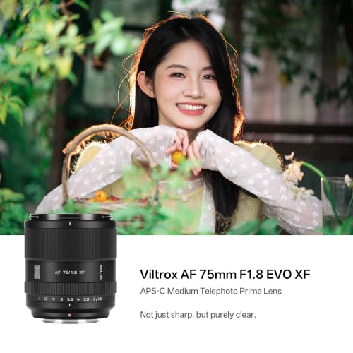 Image of VILTROX 75mm f /1.8 EVO XF-Mount Lens, AF 75mm F1.8 Large Aperture Autofocus APS-C Prime Lens Compatible with Fuji X-Mount Mirrorless Cameras X-A7 X-E3 X-H1 X-M1 X-PRO2 X-T2 X-T5 X-T50 X-S20 X-H2S