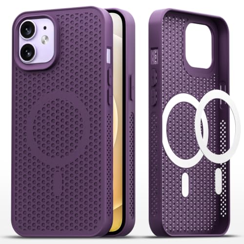Image of Pikkme Back Cover for iPhone 12 /12 Pro | Honeycomb Cooling Design | Silicone Heat Dissipation | Mag-Safe Compatible | Shockproof Camera Protection Bumper Case (Purple)