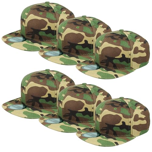 Image of Gelante Plain Blank Flat Brim Adjustable Snapback Baseball Caps LOT 6 Pack