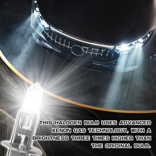 SamWinGear 2PCS H1 Headlight Bulb High and Low Beam H1 Halogen Headlight Bulbs Restoration Kit, 12V 55W H1 LED Fog Light Bulb Multi-Purpose Lamp Quartz Headlamp Driving Light Bulb Standard Replacement