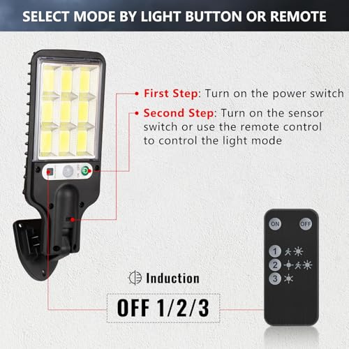 Flumy Outdoor Street Lights Solar Powered - 108 Solar Motion Lights Outdoor Dusk to Dawn Outside Remote Control, 6500K Adjustable Flood Lighting, IP65 Waterproof Luces Solares Yard Wall Porch 4 Pack by Flumy - Image 3
