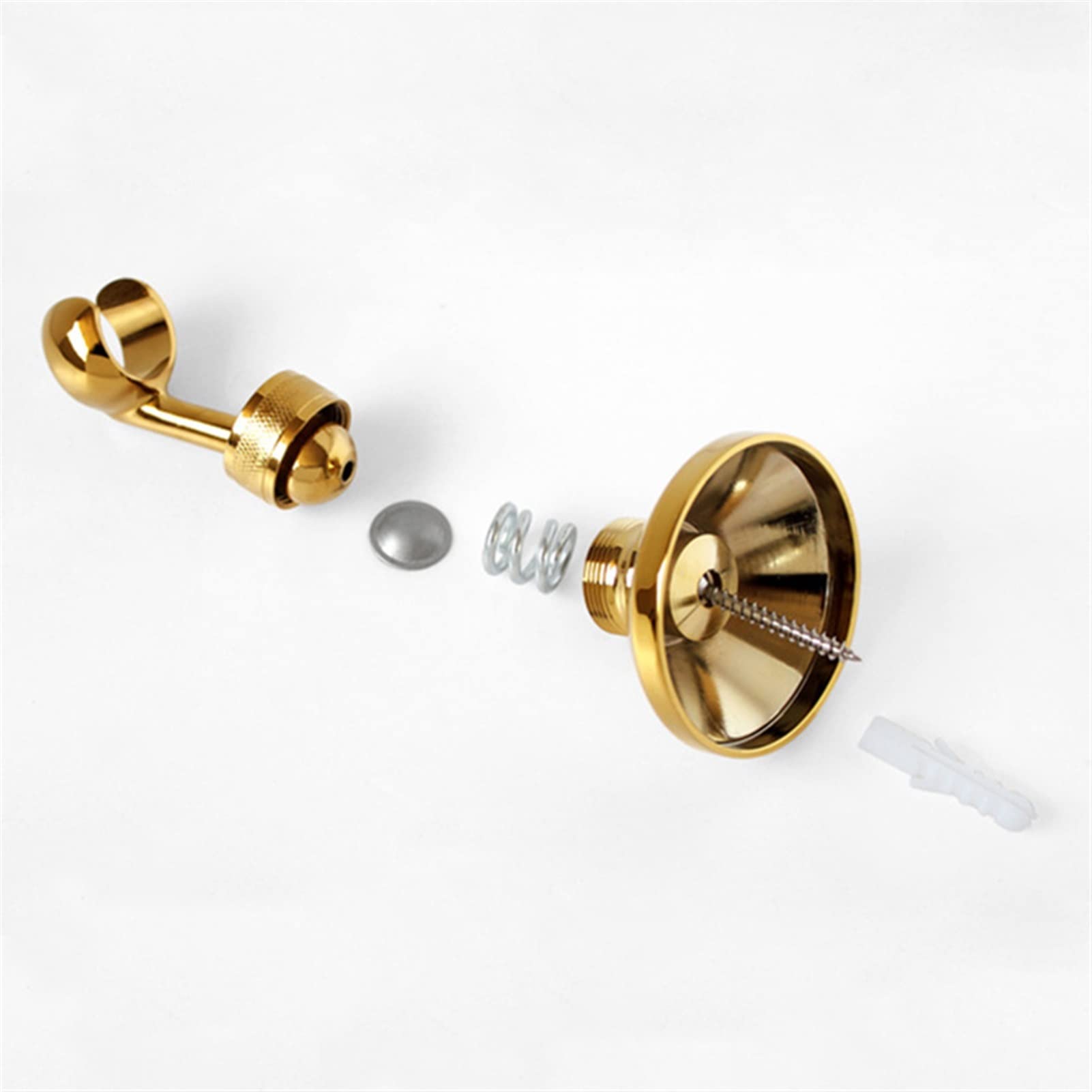 Soporte de Ducha de Mano para Pared, Redondo, Color Dorado/latón Antiguo, Universal, Ajustable (B011-Oro)
