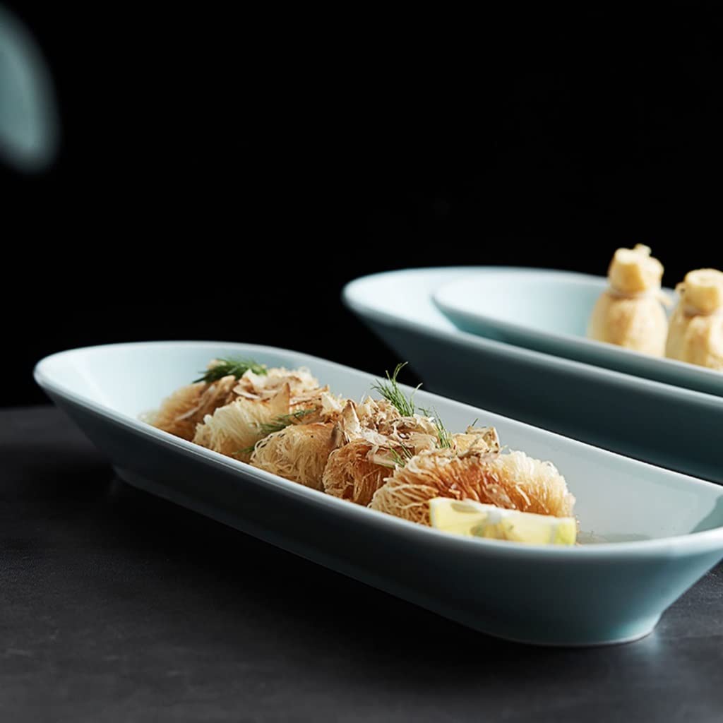 Cuencos de pasta Platos de aperitivos Plato de repostería Plato de postre Bandeja de servicio Plato de sushi rectangular largo de cerámica Plato de repostería Vajilla de restaurante Platos para s