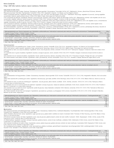 CAPTAIN PLAY Retro Süßigkeiten Candy Bar, 90 Teile einzeln verpackt, Retro Box mit 9 Sorten ohne Schokolade, 490g besonderer Süßigkeiten Mix