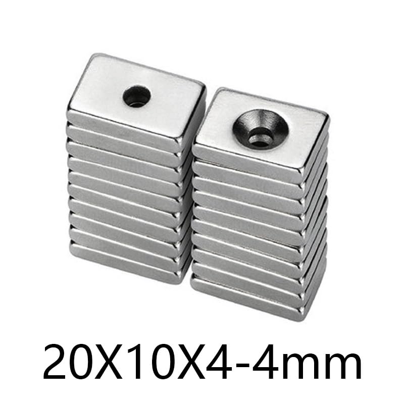5~100PCS 20 * 10 * 4-4 Block Rare Earth 20x10x4-4 Quadrate Neodymium Hole 4mm NdFeB 20x10x4-4mm Magnet(20pcs)