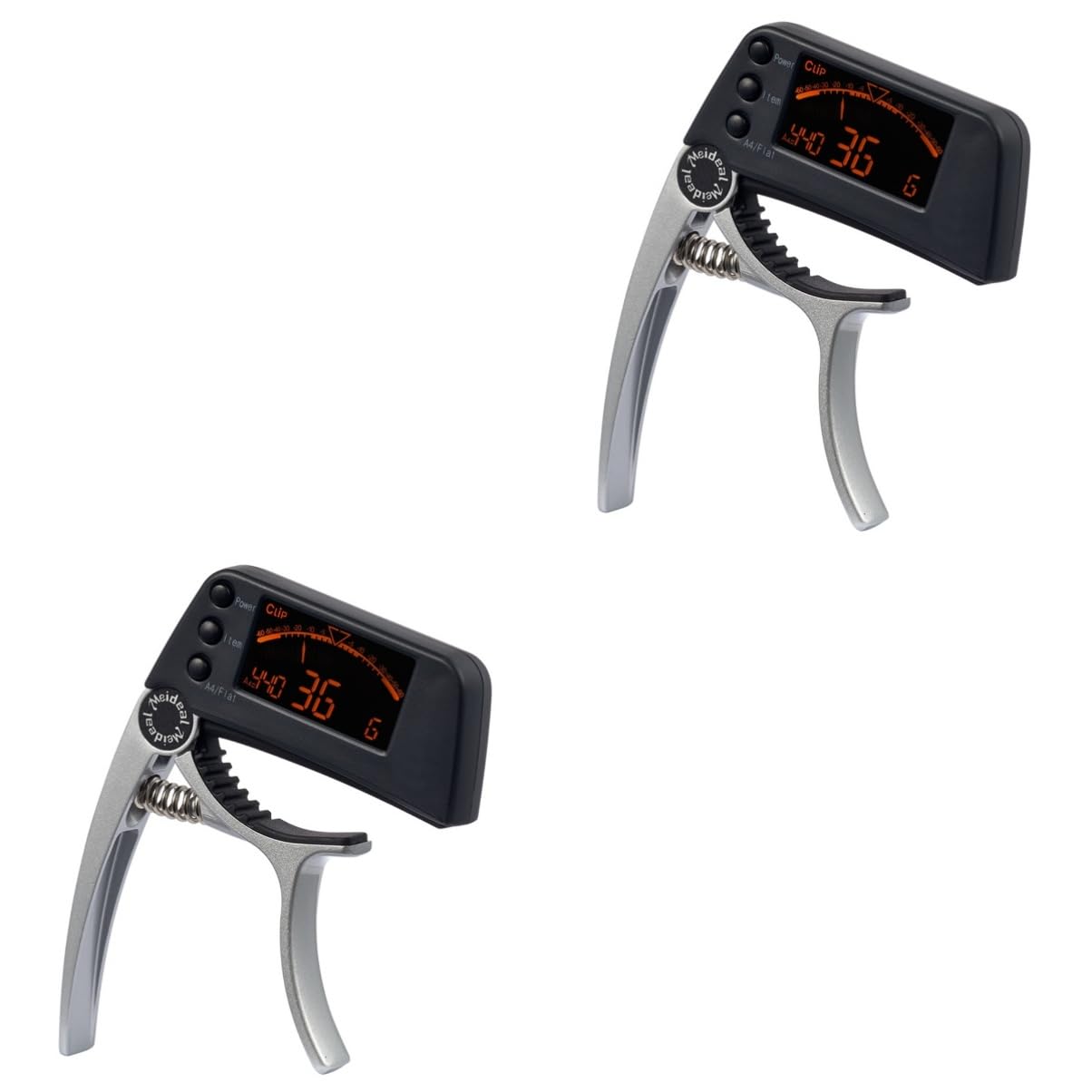 2St Stimmgerät für E-Gitarre Gitarren-Kapodaster elektrisch Bassgitarre Bass-Tuner Kapodaster für Gitarren stimmgerät für akustische gitarre Clip-on-Gitarren-Tuner Silver Hoement