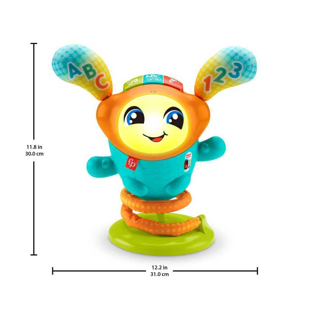 Fisher-Price Boti Robotito Saltarín, juguete electrónico para aprender letras y números, regalo para bebé +9 meses, versión ALEMÁN (HJP94)