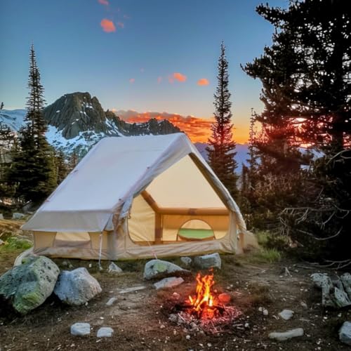 4-6 Person Inflatable Tent with Pump,Glamping Tents for 4-6 Person, Easy Setup 4 Season Waterproof Outdoor Tent,Waterproof Luxury with 12 Mesh Window.