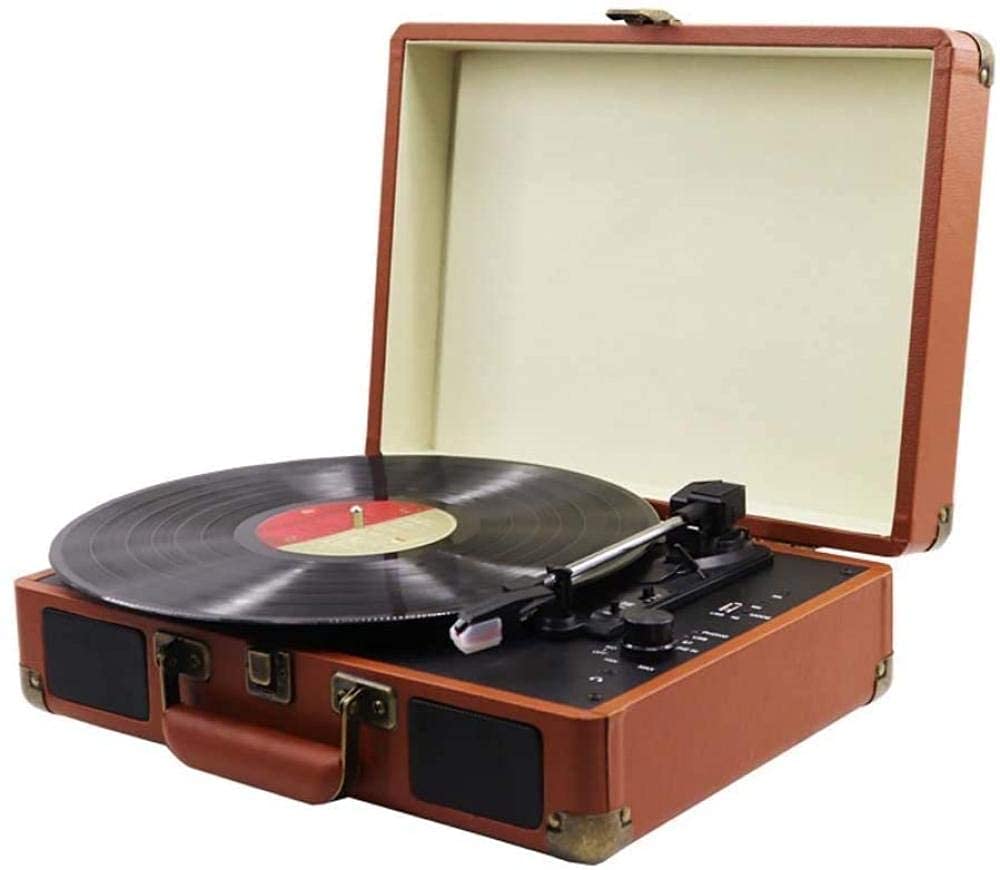 ERoomQ Three-Speed Phonograph USB Bluetooth Speakers Vinyl Record Player Machine 35 * 25.5 * 13CM Recorder