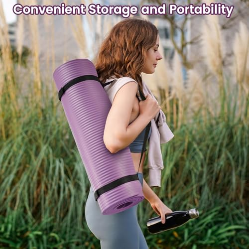 Image of BalanceFrom GoYoga All-Purpose 1 /2-Inch Extra Thick High Density Anti-Tear Exercise Yoga Mat with Carrying Strap