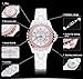 FANMIS Fashion Casual Business Waterproof Sports Diamonds Women's Dress Ceramic Analog Quartz Wristwatch (White Silver 2)