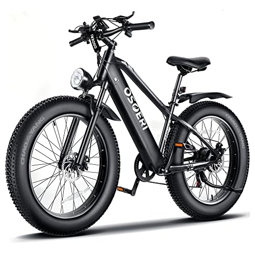 Osoeri 26" x 4" Fat Tire Electric Bike for Adults, 65Miles Range 48V 20Ah LG Cells Battery Ebike, 750W Brushless Motor 28MPH Shimano 7-Speed Electric Bicycle, Lockable Suspension Fork, UL Certified