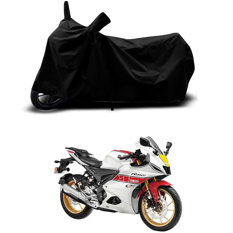 Image of 100% Scratchproof /UV-Rays /Heat Protection /Birds Dropping /Water Resistant /Dust Proof /Waterproof /Full Bike Scooty Two Wheeler Body Cover Compatible for R15 V4 M World All Varients[Black]