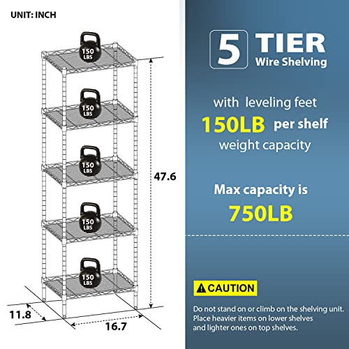 image for BestOffice Adjustable NSF-Certified Metal Shelf Wire Shelving Unit Sto