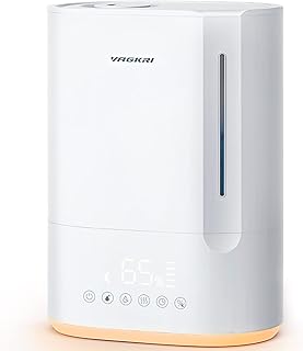 VAGKRI 6L Humidifiers for Large Room, Top Fill Ultrasonic Warm & Cool Mist Humidifiers, Essential Oil Diffuser, Night Light, Sleep Mode, 12H Timer, 5 Mist Levels, Air Vaporizer Up to 60 Hours