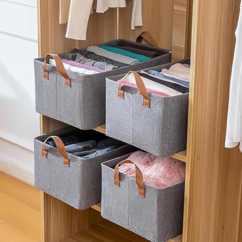 Kit 3 Caixa Organizadora de Armazenamento Dobravel 26 litros Tecido em Nylon Lavável - Resistente e