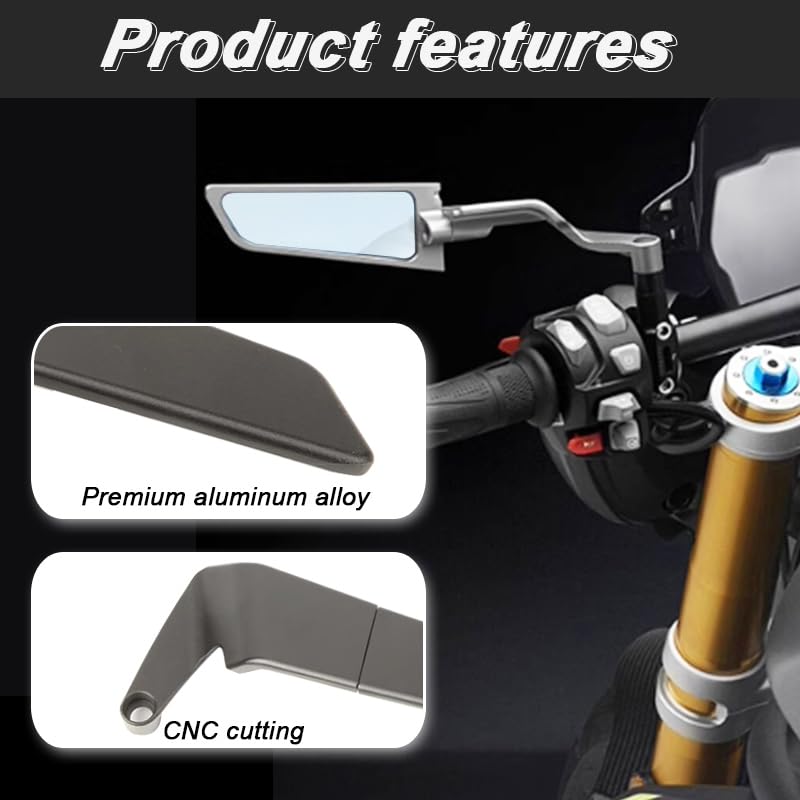Rétroviseurs Pour Aprilia Tuono 660 2020-2024 - 2 Pièces, Alliage Aluminium, Réglables à 360°, Style Plat Aérodynamique