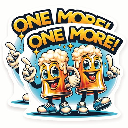 One More Beer Magnets - Funny Drinking Decor - Man Cave Pints - 2 Pack - 5" Design - Sticks to Fridges, Lockers, Toolboxes & More - Made in USA - AQM17820