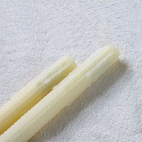 Image of Taper Candles-Led Melted Dripping Honeycomb Flickering Flameless Candles with Timer,9 inch Tall,Ivory,Pack of 2