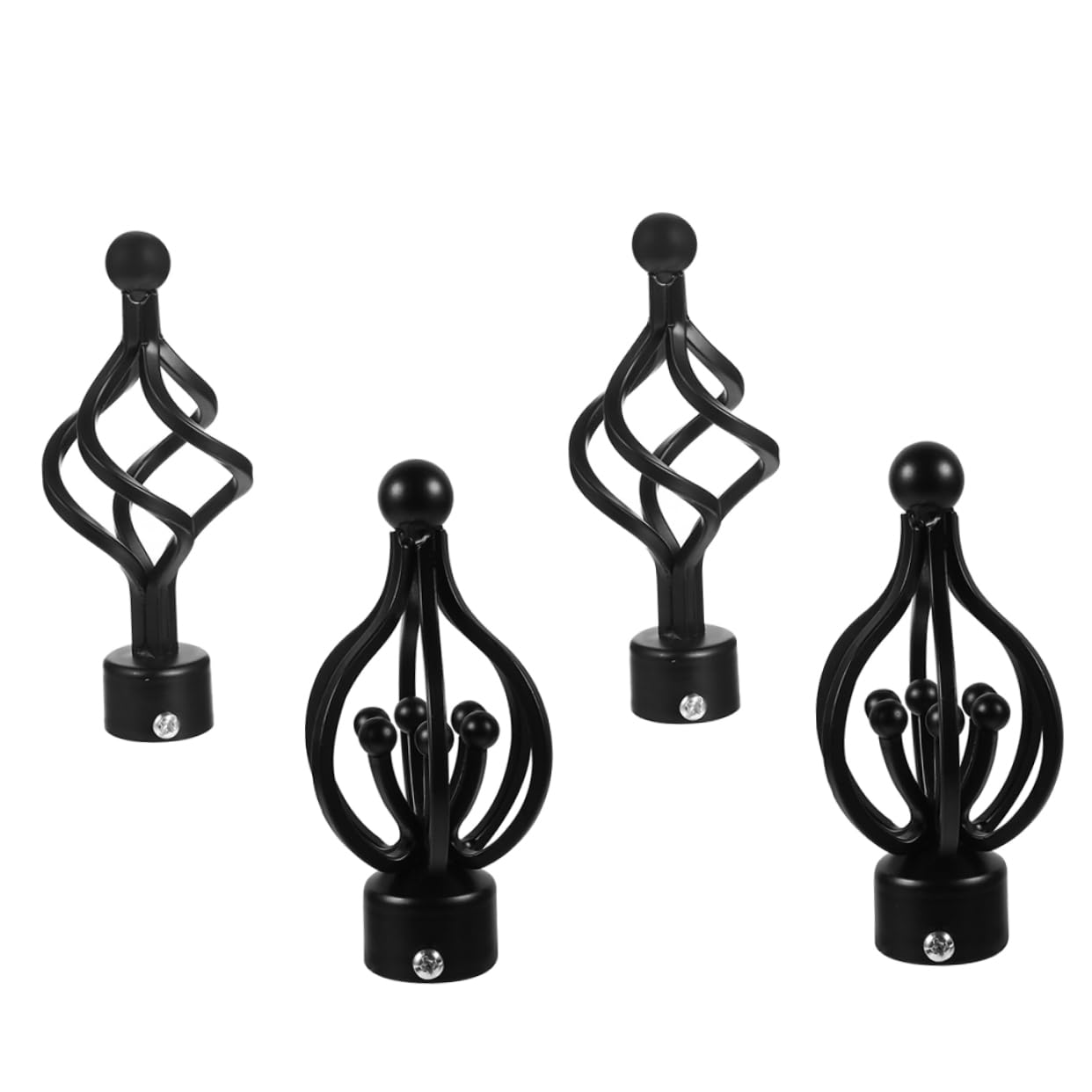 Pommeau de Cage Torsadée pour Tringle à Rideaux 28mm, Fer, 4 Pièces
