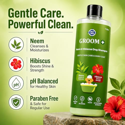 Image of PET360 Groom+ Neem Hibiscus Oatmeal Dog Shampoo 200ml | Vegan Cruelty-Free | Non-Toxic pH Balanced | Phthalate & Paraben Free | Natural Pet Grooming