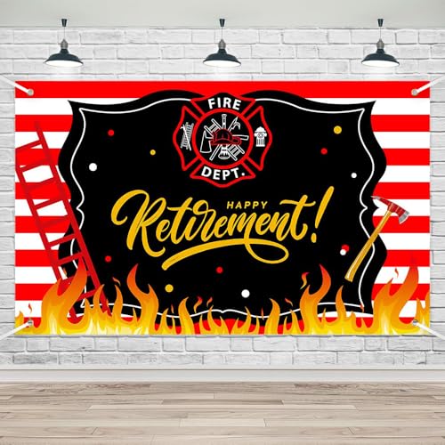 Lofaris Firefighter Retirement Banner - 70.8x11.8 Inches - Happy Retirement Party Decorations,...