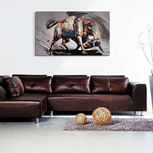 Riveda LZJFBABULL-888-1 Large Framed Bull Canvas Wall Art Man Room Cave Wall Decor Spanish Bull Modern Inspirational Wall Street Stock Picture Poster Painting Art thumb #5