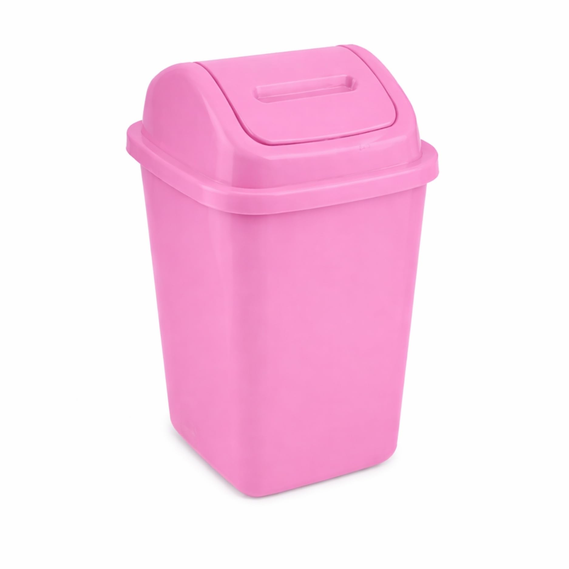 HOMESHOPA Plastic Swing Top Waste Bin, 5 Litre Pink Rubbish Recycling Waste Paper Trash Can, Square Small Flip Top Lid Dustbin, Home Kitchen Household Bathroom Office Garbage Bin