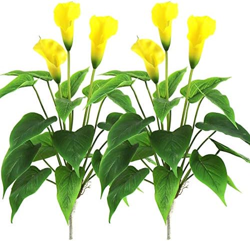 Artificial Flower 17 inches Calla Lily Silk Plant Fake Bonsai Flowers Greenery Plants for Indoor Outdoor Home Office Bedroom Table Centerpieces Party Decoration 2 Pack (Yellow, 2)
