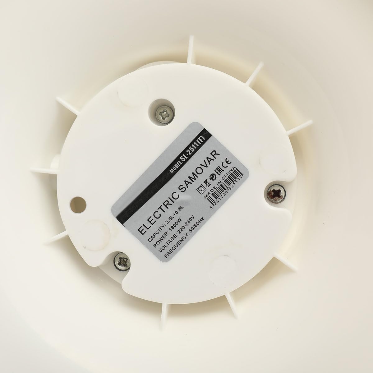 LALABU Samowar-Teebereiter,Elektrischer Samoware Edelstahl 220V, 3,5 Liter Teekocher Samovar Warmwasserbereiter mit Trockenkochschutzfunktion,Weiß
