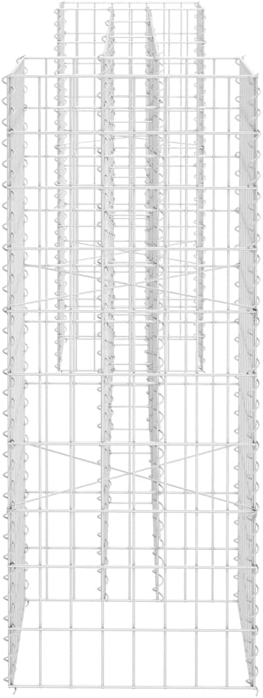 vidaXL Large Silver H-Shaped Gabion Planter - Weather- Steel Wire Frame for Garden and Patio - 102.4"x15.7"x39.4" Dimension