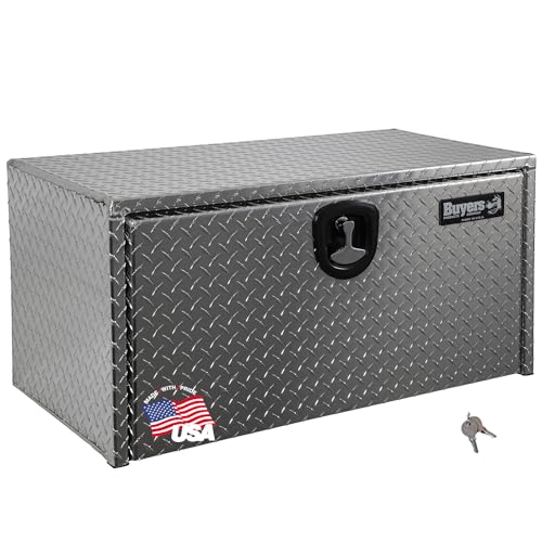Image of Buyers Products 1705135 Diamond Tread Aluminum Underbody Truck Tool Box, 24 x 24 x 36, Made in USA, .100 in. Thick, Corrosion Resistant, Locking Compression Latch, Secure Storage for Work Trucks