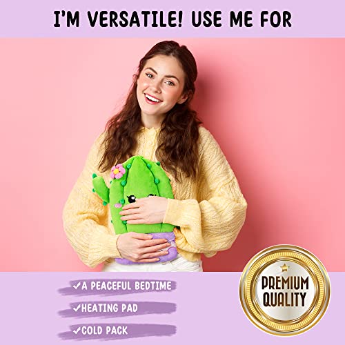 Image of Cactus Microwavable Unscented Heating Pad for Women and Kids- Cute Soft Cozy Pillow Plush Heatable Warm Stuffed Animals - Kawaii Hot and Cold Plushie Food Toy - Cactus Gifts for Girls and Boys