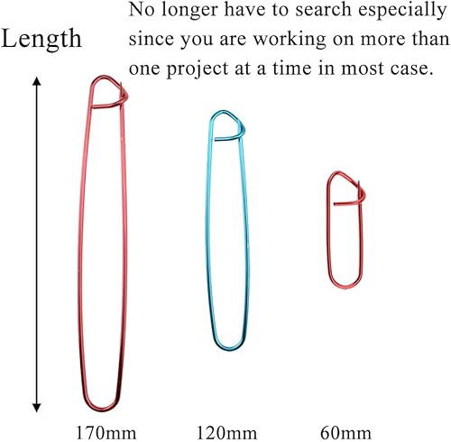 Miniatura 4 de Hahiyo Juego de soportes de puntada de aluminio resistente, pasador de seguridad de color mixto, para tejer, ganchos, 9 piezas para suéteres
