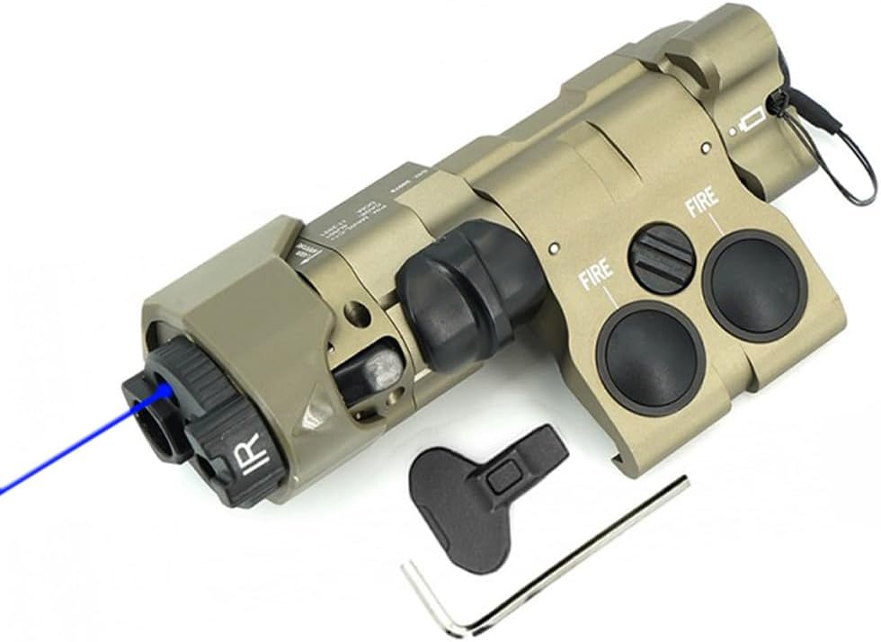 Metal ML C+ Box Red/Green/Blue Laser Sights，with IR Laser + IR Fill Light + Strobe/Momentary/Constant Modes Whitelight LED 220 Lumens Flashlight，for 20mm Rail (Blue DE)