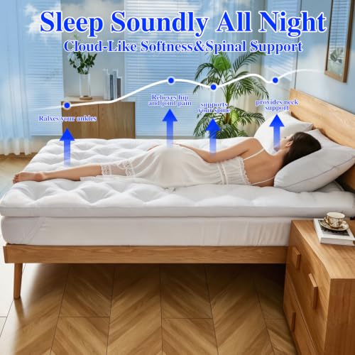 Image of WhatsBedding 2 Inch Memory Foam Mattress Topper King Size for Back Pain