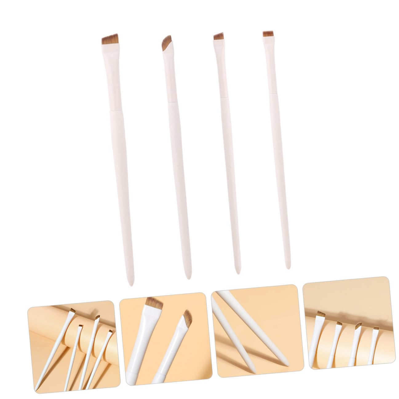 4pcs Eyeliner Brush and Eyebrow Brush Set Ultra Thin Edge for Eyeshadow Precision Eyeliner Tool Portable Travel Cosmetic for Women