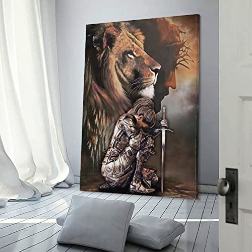 Lion Woman Warrior, Woman Warrior Of God, Lion Of Judah, Religious Home Wall Art Deco Posters Wall Art Paintings Canvas Wall Decor Home Decor Living Room Decor Aesthetic 24X36Inch(60X90Cm) Frame-Sty #TOP2