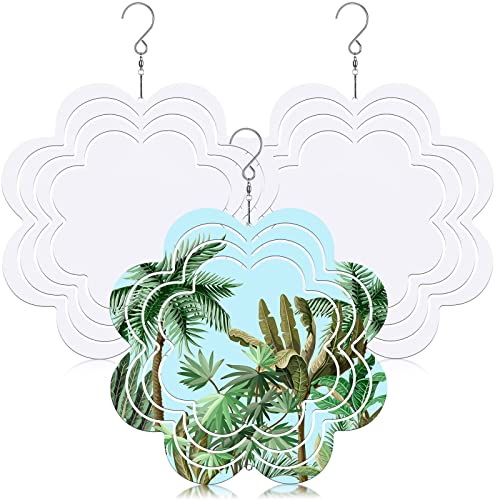 3 Pcs 10 Inch Sublimation Wind Spinner Blanks 3D Hanging Metal Sublimation Wind Spinners Double Sided Wind Powered Kinetic Sculpture For Yard Garden Indoor Outdoor #TOP25