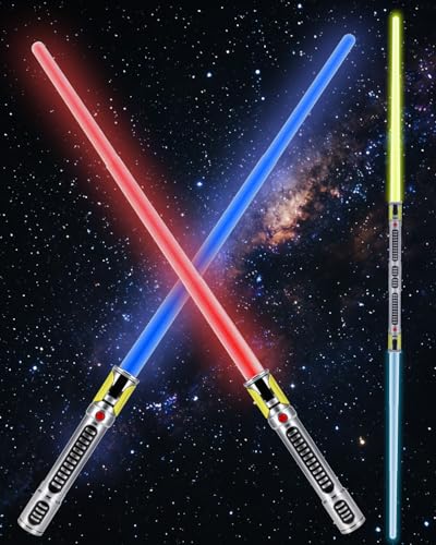 KEGOZ Sabre laser 7 couleurs changeantes, son FX extensible (capteurs de mouvement) épée lumineuse pour guerriers de guerre galaxie, cadeau d'Halloween, de...