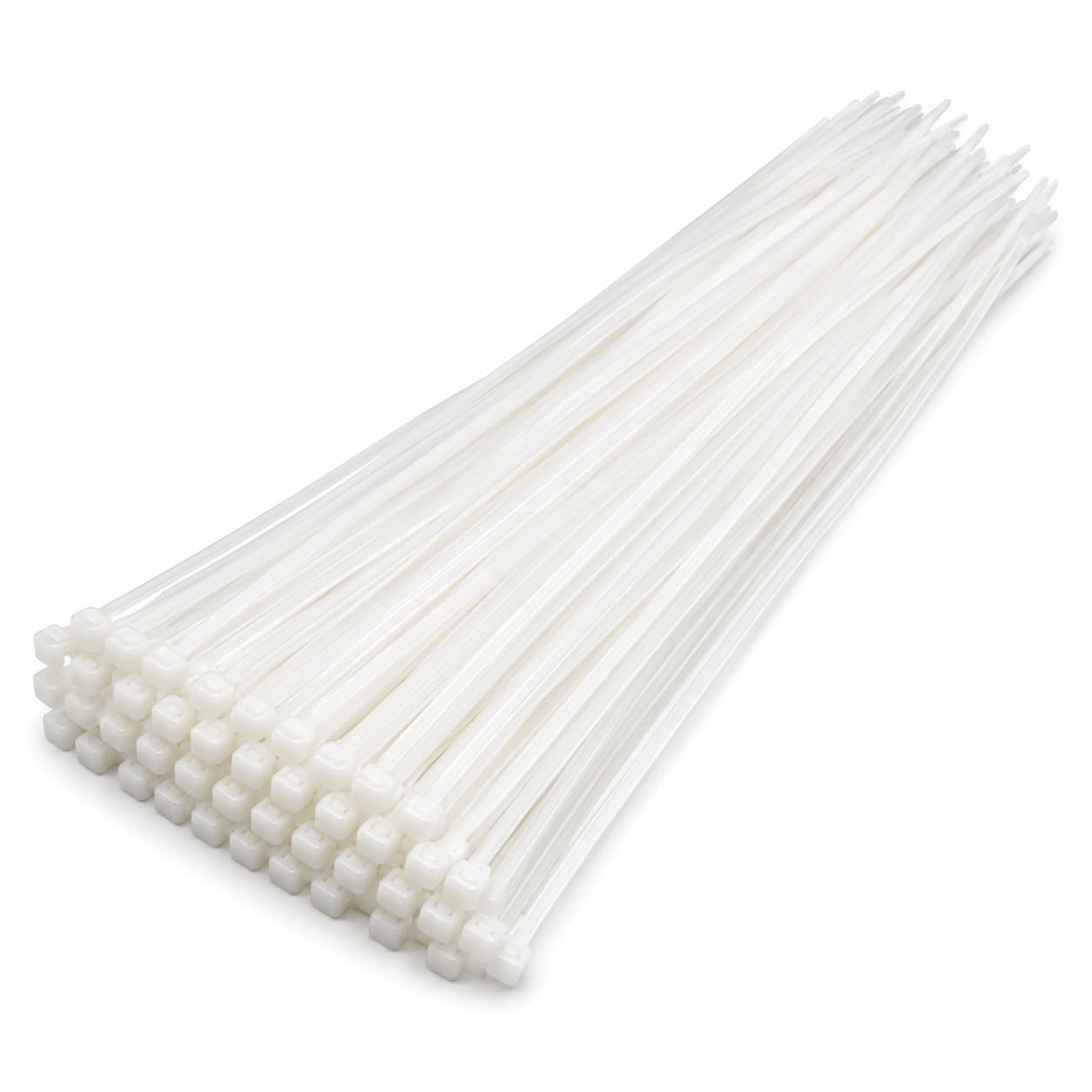 Long Strong White Cable Ties 300mm x 4.8mm, 100 Pack 12 Inch Nylon Zip Ties, Natural Plastic Tie Wraps for Cable Management & Workshop